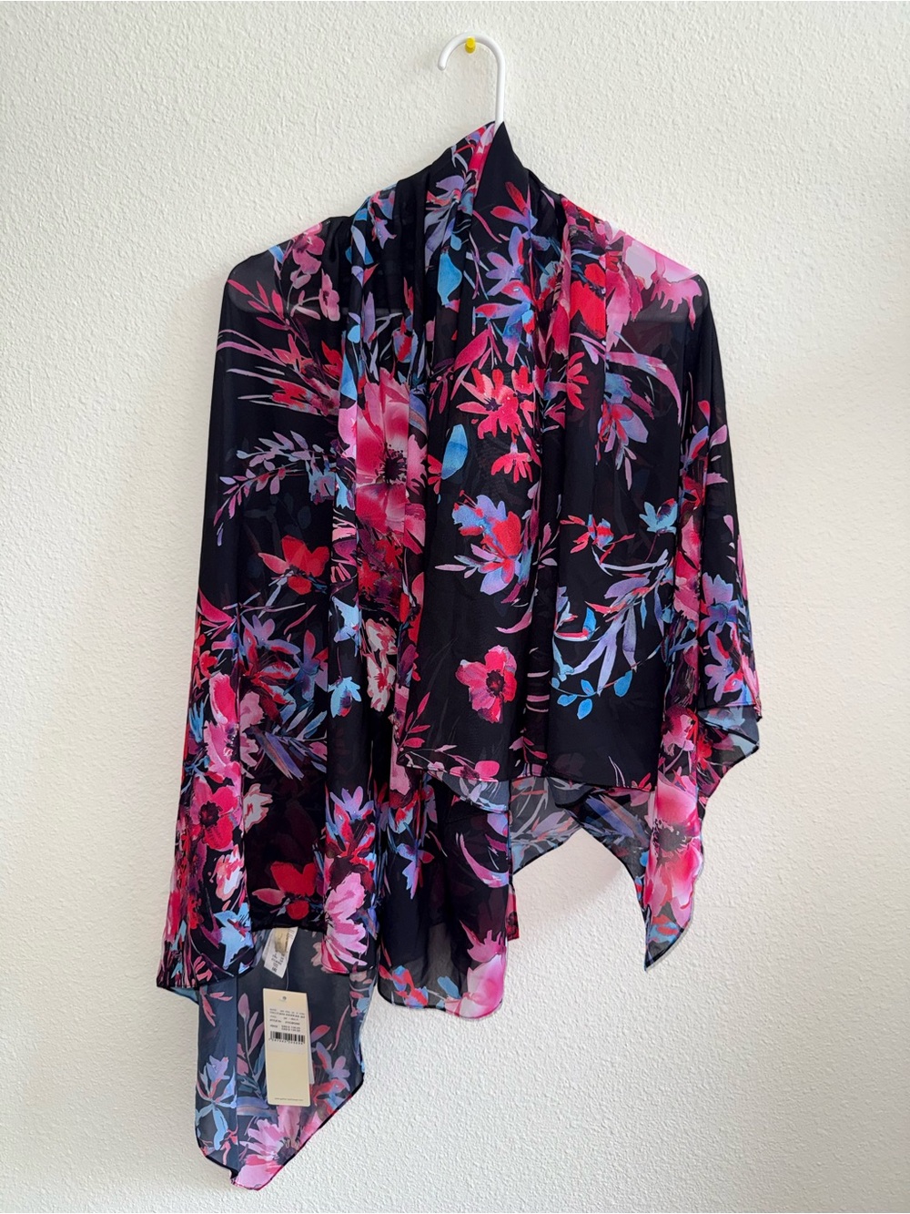 Gottex Black Floral with Pink & Blue Blooms Cover Up
